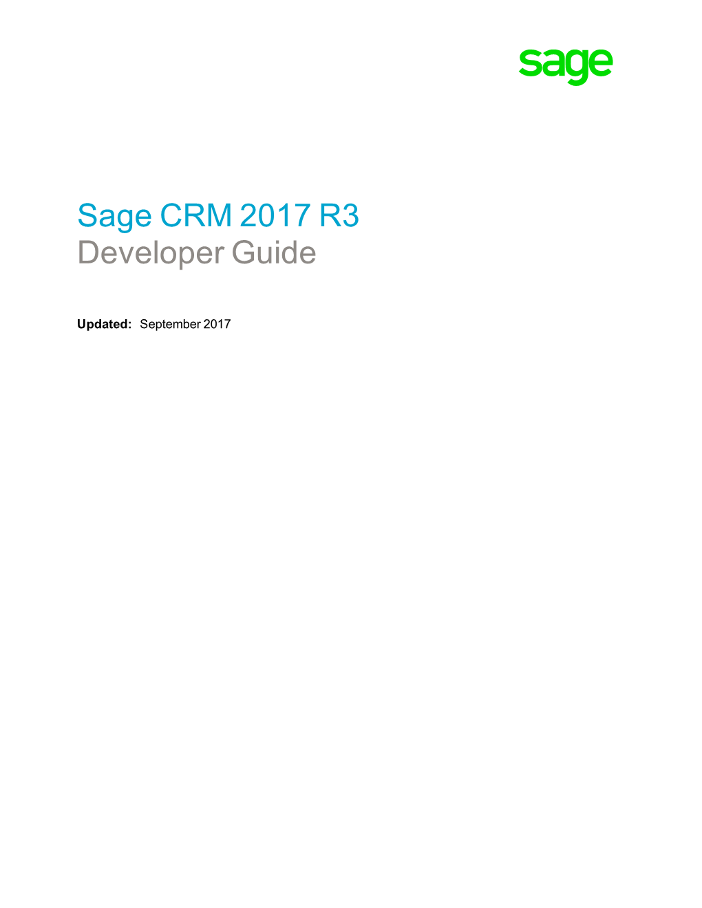 Sage CRM 2017 R3 Developer Guide