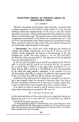 STRUCTURE THEORY of FAITHFUL RINGS, III. IRREDUCIBLE RINGS Ri