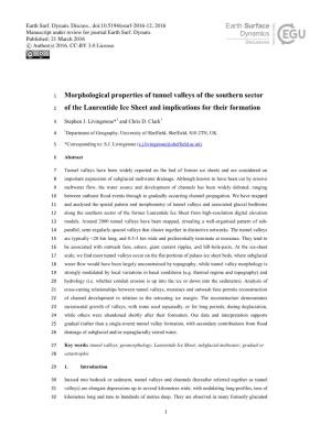 Morphological Properties of Tunnel Valleys of the Southern Sector of The