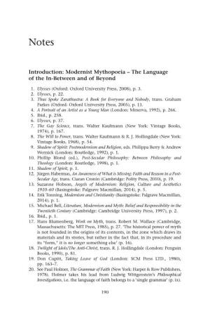 Introduction: Modernist Mythopoeia – the Language of the In-Between and of Beyond