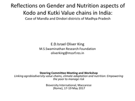 King, O. Reflections on Gender and Nutrition Aspects of Kodo and Kutki Value Chains in Mandla