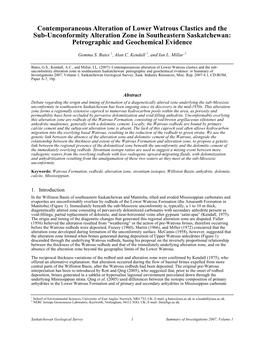 Contemporaneous Alteration of Lower Watrous Clastics and the Sub-Unconformity Alteration Zone in Southeastern Saskatchewan: Petrographic and Geochemical Evidence