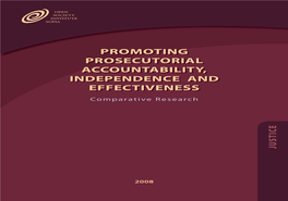 Promoting Prosecutorial Accountability, Independence and Effectiveness