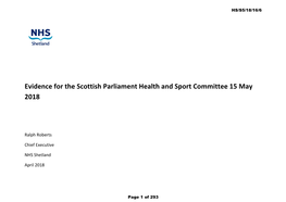 NHS Shetland Written Submission