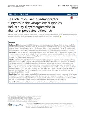 And Α2-Adrenoceptor Subtypes in the Vasopressor Responses Induced by Dihydroergotamine in Ritanserin-Pretreated Pithed Rats Eduardo Rivera-Mancilla1, Victor H