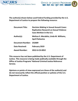 Decision Making in Sexual Assault Cases: Replication Research on Sexual Violence Case Attrition in the U.S