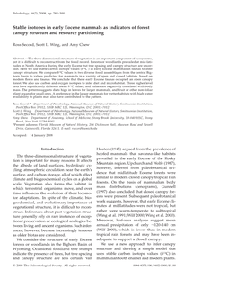 Stable Isotopes in Early Eocene Mammals As Indicators of Forest Canopy Structure and Resource Partitioning