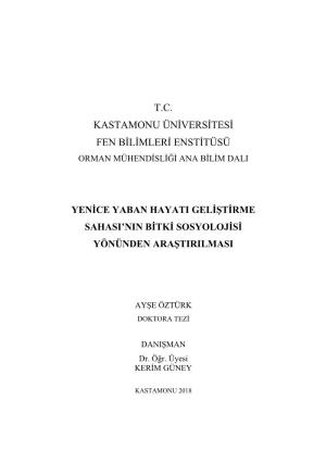 T.C. Kastamonu Üniversitesi Fen Bilimleri Enstitüsü Orman Mühendisliği Ana Bilim Dali