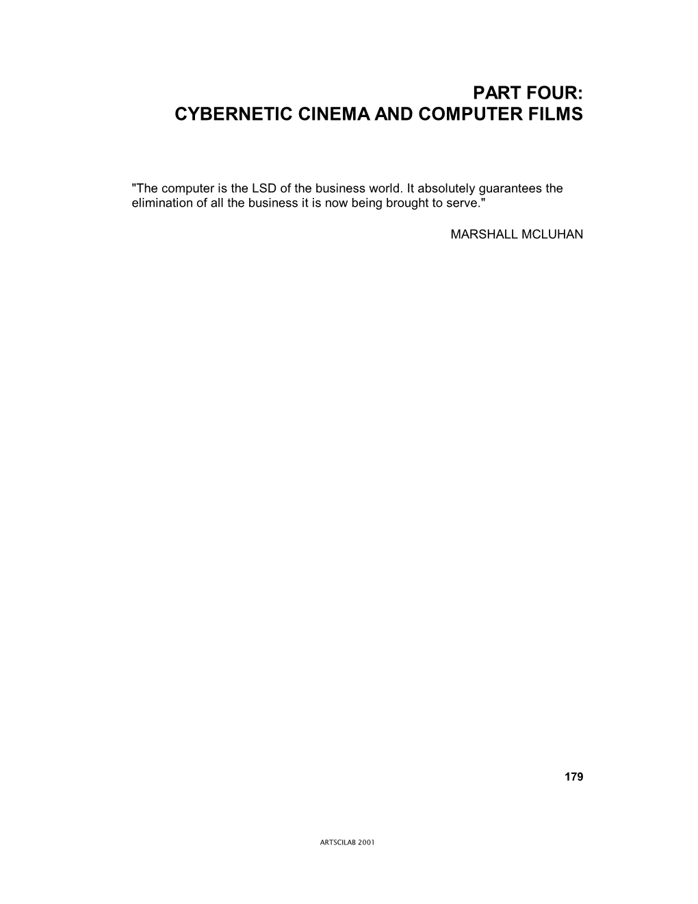 Part Four: Cybernetic Cinema and Computer Films