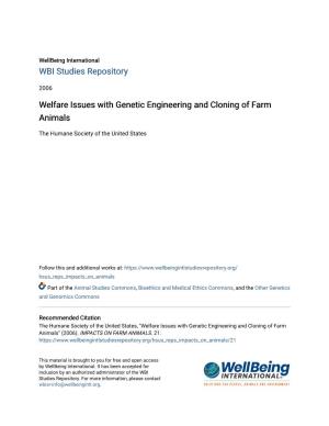 Welfare Issues with Genetic Engineering and Cloning of Farm Animals
