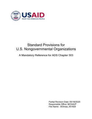 Standard Provisions for US Nongovernmental Organizations