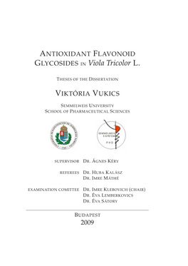 ANTIOXIDANT FLAVONOID GLYCOSIDES in Viola Tricolor L