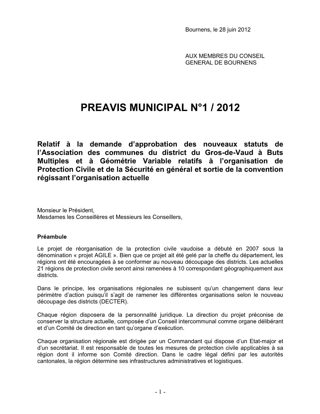 Préavis ORPC District Gros-De-Vaud