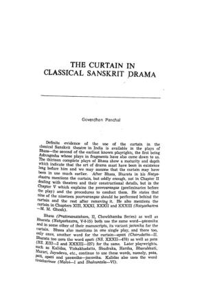 The Curtain in Classical Sanskrit Drama "
