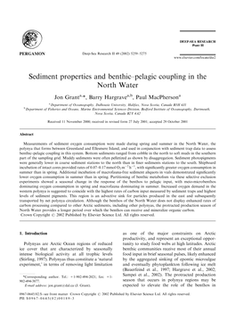Sediment Properties and Benthic–Pelagic Coupling in the North Water