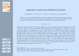 Dirichlet Character Difference Graphs 1