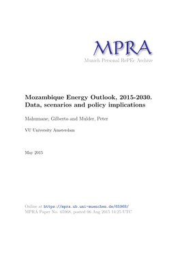 Mozambique Energy Outlook, 2015-2030. Data, Scenarios and Policy Implications