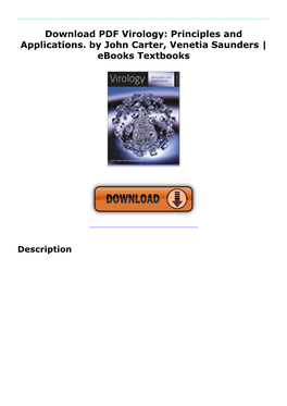 Download PDF Virology: Principles and Applications. by John Carter, Venetia Saunders | Ebooks Textbooks