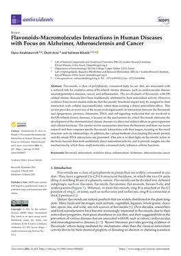 Flavonoids-Macromolecules Interactions in Human Diseases with Focus on Alzheimer, Atherosclerosis and Cancer