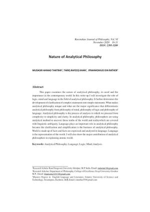 Nature of Analytical Philosophy