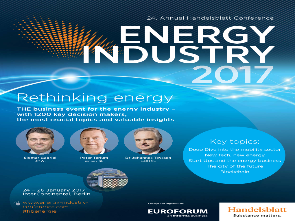 Rethinking Energy the Business Event for the Energy Industry – with 1200 Key Decision Makers, the Most Crucial Topics and Valuable Insights