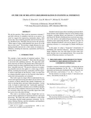 On the Use of Relative Likelihood Ratios in Statistical Inference