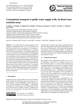 Contaminant Transport to Public Water Supply Wells Via Flood Water