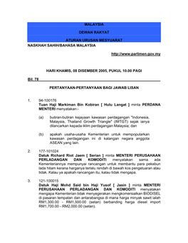 Malaysia Dewan Rakyat Aturan