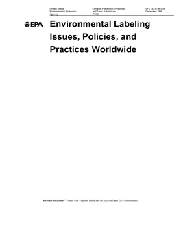 Environmental Labeling Issues, Policies, and Practices Worldwide