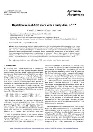 Depletion in Post-AGB Stars with a Dusty Disc. II.�,