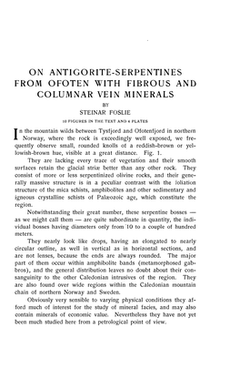 On Antigorite-Serpentines from Ofoten with Fibrous