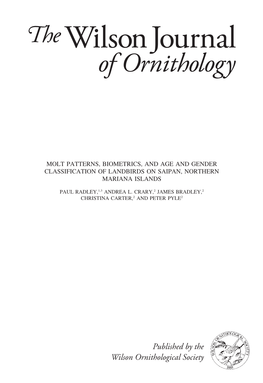 Published by the Wilson Ornithological Society the Wilson Journal of Ornithology 123(3):588–594, 2011