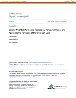 Locally Weighted Polynomial Regression: Parameter Choice and Application to Forecasts of the Great Salt Lake