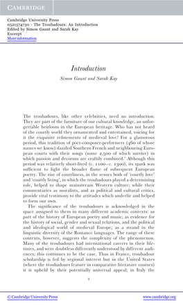 Introduction Edited by Simon Gaunt and Sarah Kay Excerpt More Information