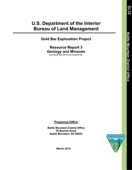 US Department of the Interior Bureau of Land Management Gold Bar