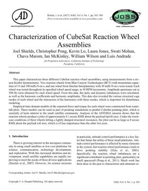 Characterization of Cubesat Reaction Wheel