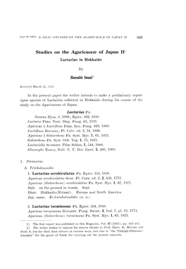 Studies on the Agaricaceæ of Japan II Lactarius in Hokkaido