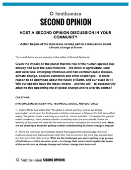 Second Opinion Host a Second Opinion Discussion in Your Community