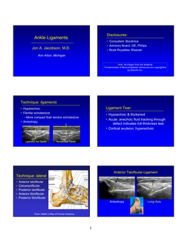 Ankle Ligaments • Consultant: Bioclinica • Advisory Board: GE, Philips Jon A