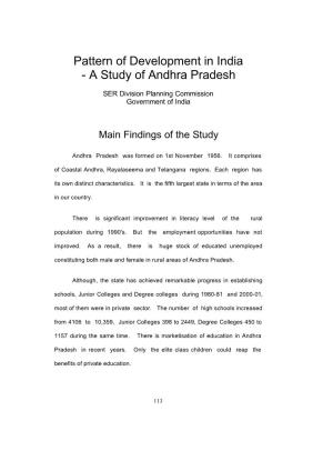 Pattern of Development in India - a Study of Andhra Pradesh