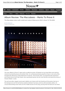 Album Review: the Maccabees – Marks to Prove It | Nouse