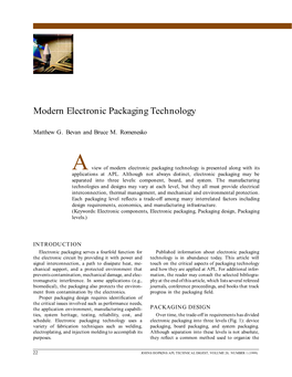 Modern Electronic Packaging Technology