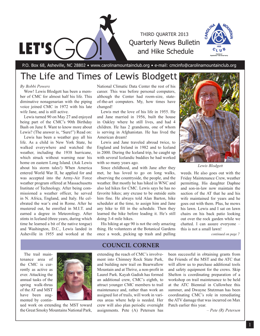 The Life and Times of Lewis Blodgett by Bobbi Powers National Climatic Data Center the Rest of His Wow! Lewis Blodgett Has Been a Mem- Career