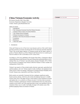 China-Vietnam Economic Activity