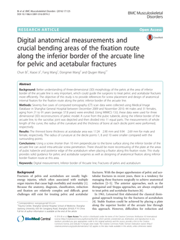 Digital Anatomical Measurements and Crucial Bending Areas of the Fixation