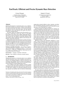 Fasttrack: Efficient and Precise Dynamic Race Detection
