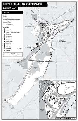 Map of Fort Snelling State Park Summer Trails and Facilities