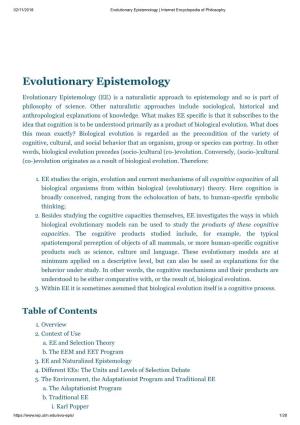 Evolutionary Epistemology | Internet Encyclopedia of Philosophy