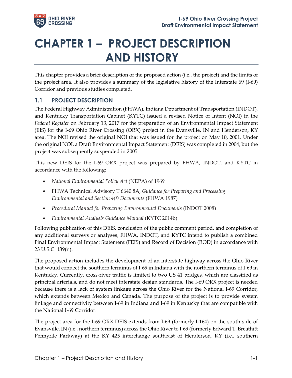 Chapter 1 – Project Description and History