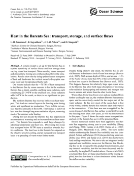 Heat in the Barents Sea: Transport, Storage, and Surface ﬂuxes